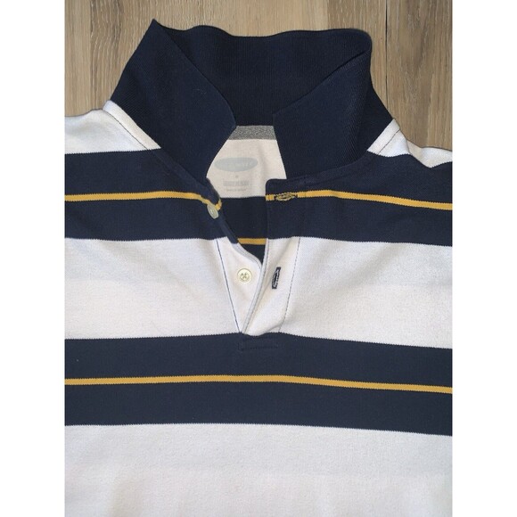 Old Navy The Classic Polo Navy Blue/White Striped Shirt Mens MED Short Sleeve - Picture 2 of 8